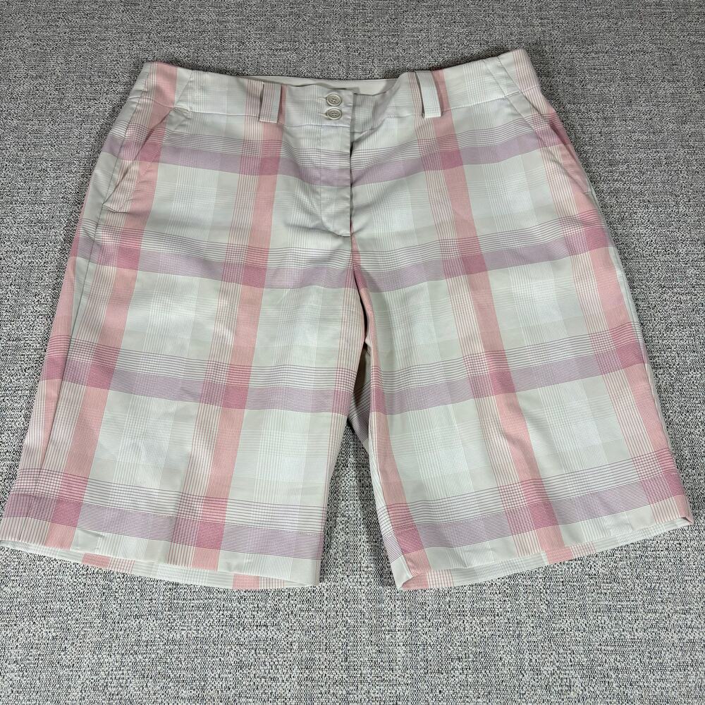 Nike Golf Shorts Womens 14 High Rise Plaid  Stretchy Dri-Fit 10 Inch